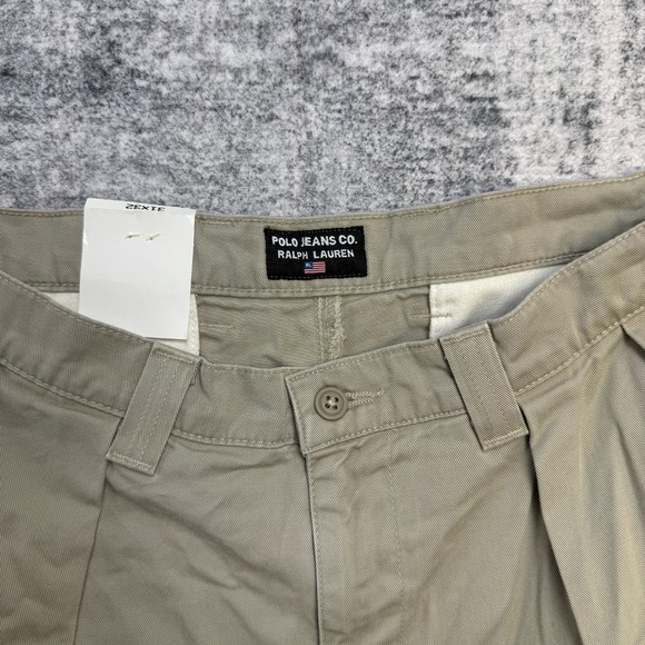 VTG Ralph Lauren Polo Jeans Co Pants Mens 31x32 Khaki Utility Pleated Y2K NOS - Picture 3 of 13